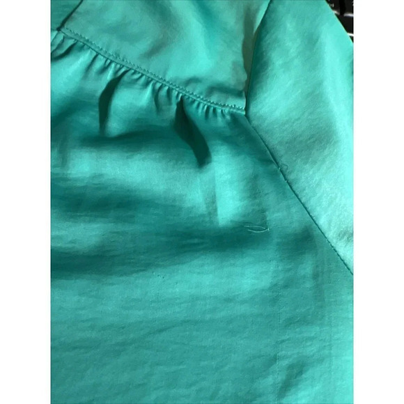 Renuar Aqua Blue Tunic Blouse Size XL Silky 3/4 Sleeves Pleated Lightweight Top - Picture 8 of 9